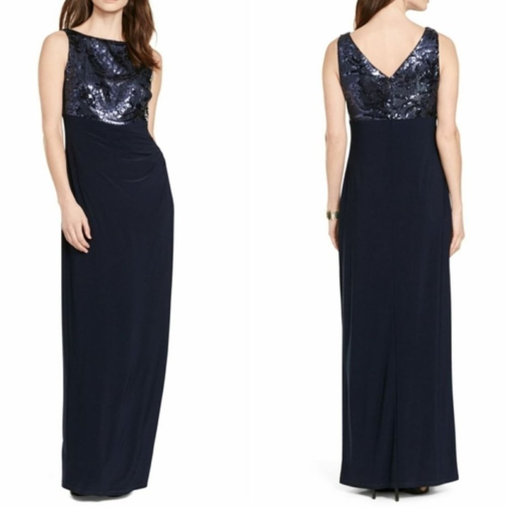 RALPH LAUREN Sequined Bodice Gown Dress-Size 8
